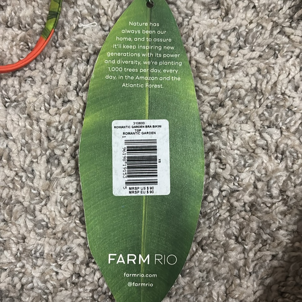 NWT FARM Rio Romantic Garden Bikini Top XS - Picture 8 of 9
